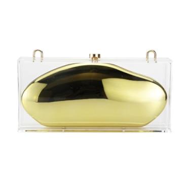 Imagem de DEBIMY Bolsa feminina de acrílico para noite em formato de concha transparente bolsa tiracolo de ombro metálica para uso casual formal, Dourado