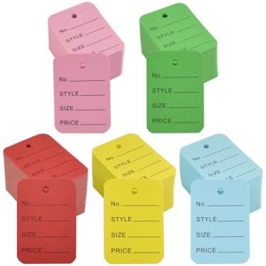 Imagem de 1000 peças de etiquetas de preço de 5 x 3,5 cm, etiqueta de exibição de papel em branco de 5 cores, etiqueta de tamanho pequeno, cupom de etiqueta de venda para marcar joias, roupas, presentes, bolsas