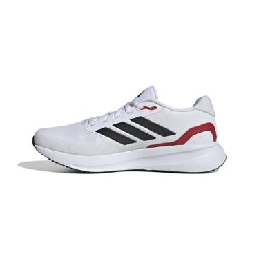 Imagem de adidas Run Falcon 5 Tênis masculino, Branco/Preto/Better Scarlet, 10 Wide