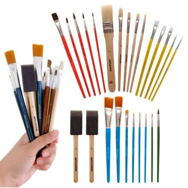 Imagem de Artlicious Pincéis de pintura – Conjunto de tintas acrílicas e pincéis de detalhes para crianças – Use com artesanato, aquarela, óleo, tintas guache, arte facial, tintas laváveis, detalhes em