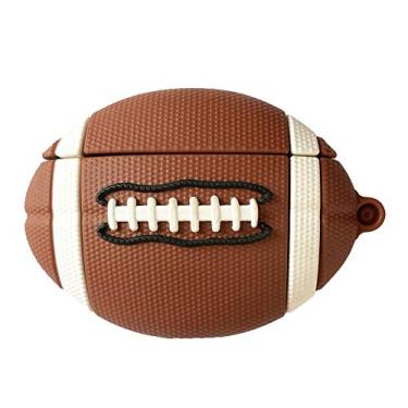 Imagem de BONTOUJOUR Capa para fone de ouvido compatível com AirPods Pro, capa criativa em formato de futebol de rúgbi marrom, elegante, de silicone macio, capa de proteção + gancho