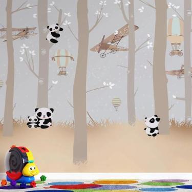 Imagem de Papel de Parede Floresta Aviador e Balões com pandas - AloPapers, 2,50