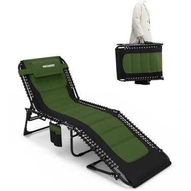 Imagem de WKFAMOUT Cadeira de Praia Dobrável Acolchoada para Adultos, 800 m, Espreguiçadeira, Ajustável em 5 Posições, Verde P, Sólido, Casual, Acampamento, Banho de Sol