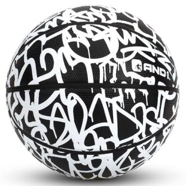 Imagem de AND1 Bola de basquete de borracha Chaos: pronto para jogo, tamanho regulamento de escritório (75 cm) Streetball, feito para jogos de basquete interno/externo - série de graffiti (a cor pode variar)