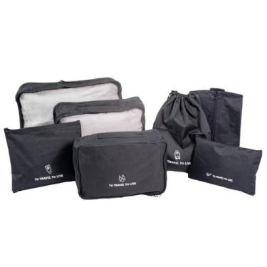 Imagem de Kit organizador para mala de viagem  7 peças linha basic preto - Mimos