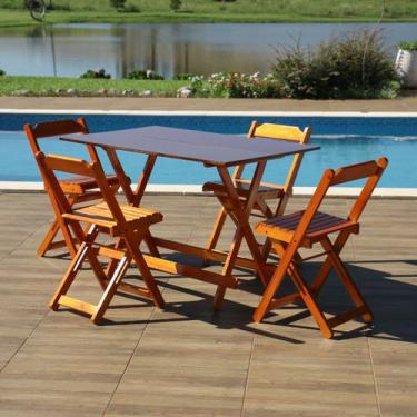 Imagem de Conjunto Dobrável 120x70 com 4 Cadeiras Mel - Móveis Britz