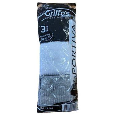 Imagem de Meia Masculina Esportiva Cano Longo Kit c/ 3 pares Adulto - PIZZAIA