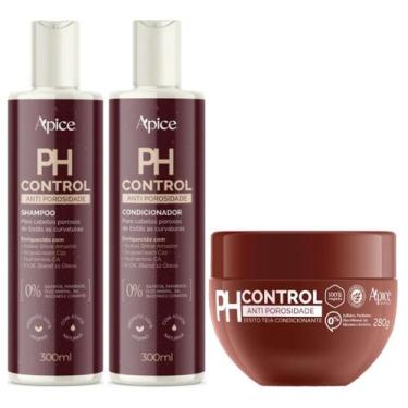 Imagem de Kit Shampoo + Condicionador + Mascara Ph Control Apice Tratamento Anti