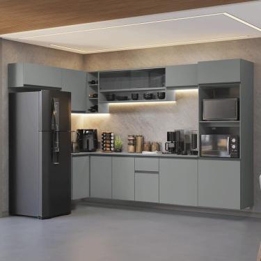 Imagem de Armário De Cozinha Compacta De Canto Suspenso 465cm Nice Madesa 03 Cinza