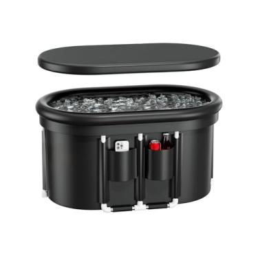 Imagem de Frozen Zen Banheira oval de gelo 2GG de 175 litros para atletas, multicamadas, banheira de mergulho a frio portátil para recuperação total do corpo em casa, ao ar livre e academias, design dobrável