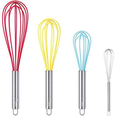 Imagem de Hotec Conjunto de eletrodomésticos de cozinha com 4 peças coloridas de silicone Eggbeater e mexer
