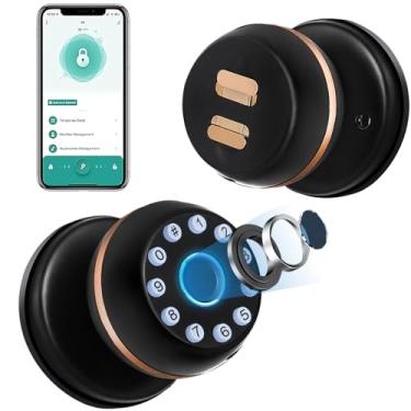 Imagem de Fechadura de porta com impressão digital, maçaneta inteligente com teclado, maçanetas biométricas de impressão digital com controle de aplicativo, fechadura inteligente sem chave para quartos, hotéis