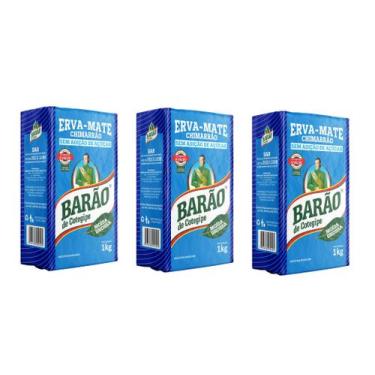 Imagem de Kit 3 Erva Mate Moída Grossa à Vácuo Barão 1kg - Barão de Cotegipe