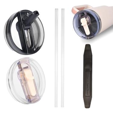 Imagem de 2 peças de tampa para Stanley Protour, copo removível de 1,134 g para copo Stanley, compatível com Stanle (preto * branco creme)