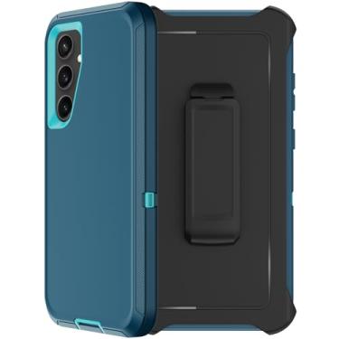 Imagem de RubCase Capa para Samsung Galaxy S24 com coldre de clipe de cinto, 2 protetores de tela, resistente, grau militar, à prova de choque, à prova de poeira, capa protetora robusta para Samsung S24 5G