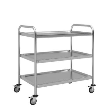 Imagem de Carrinho Auxiliar Inox 3 Prateleiras multifuncional resistente Richoa