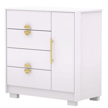 Imagem de Cômoda Sapateira 4 Gavetas Clarabella Branco/camarim