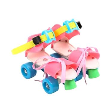 Imagem de simhoa Patins de rolos ajustáveis ​​para crianças, 4 rodas, patins de treinamento fácil, fila dupla, para meninos e meninas de 3 a 6 crianças iniciantes, Rosa Colorido