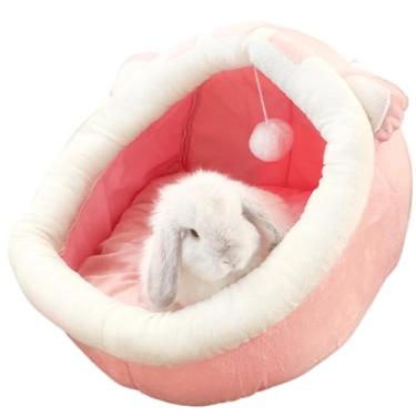 Imagem de Cama de coelho quente para esconderijo de porquinho-da-índia, cama de caverna, casa de barraca de coelho, aconchegante, dobrável, ninho de inverno, fofo, lavável, gaiola de animais pequenos para