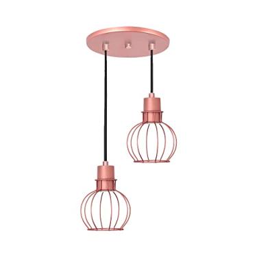 Imagem de Lustre Pendente Aramado Mini Esfera 2Lamp E27 Rosê
