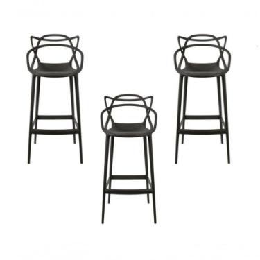 Imagem de Kit - 3 X Banquetas Médias Masters Allegra - 66 Cm - Preto. - UNIVERSA