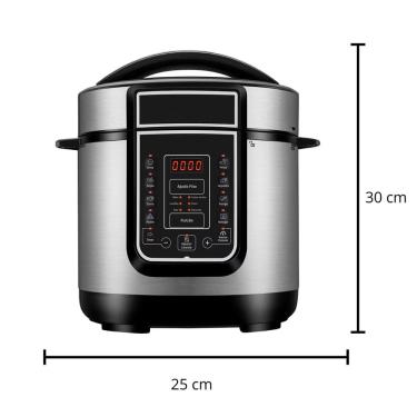 Imagem de Panela De Pressão Elétrica 6 Litros Aço Inox Timer Digital Cozinha Segurança