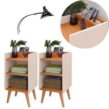 Imagem de Kit com 2 Mesa de Cabeceira Nicho e porta celular organizador Max (Kit Max Off/Cinamomo)