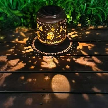 Imagem de Lanternas solares de coelho para pendurar ao ar livre, decoração de jardim, regador de metal, luzes solares, presentes de coelho para mulheres, mães, lanternas decorativas para pátio, gramado, varanda