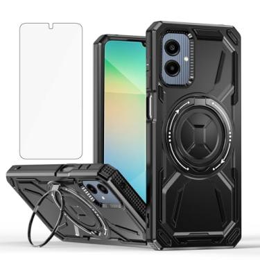 Imagem de Asuwish Capa de telefone compatível com Samsung Galaxy A06 5G protetor de tela de vidro temperado suporte de anel de metal suporte fino rígido à prova de choque Ao6 A 06 SM-A065F A065M capa para