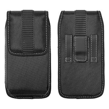 Imagem de Eaglecell – Compatível com REVL 2 Plus, iPhone Xs Max, 8/7 Plus, Alcatel 7, LG V40, Stylo 4, Motorola Moto E5 Plus, Supra, Galaxy J7, Note9 – Capa horizontal de lona com clipe de cinto, Vertical - 21 Black