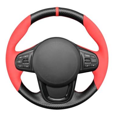 Imagem de MEWANT Capa de volante de carro para Toyota GR Supra 2020-2022 feita de camurça e fibra de carbono com costura manual