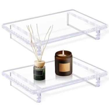 Imagem de Pacote com 2 bandejas de saboneteira de acrílico 22 x 15 cm x 3 cm – Organizador transparente à prova d'água para banheiro, cozinha, penteadeira, sabonete, plantas, velas (grande)