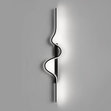 Imagem de HOSETEON Arandela de parede linear de LED minimalista em forma de onda preta arruela de parede interna arandelas de parede modernas r g sala corredor ES