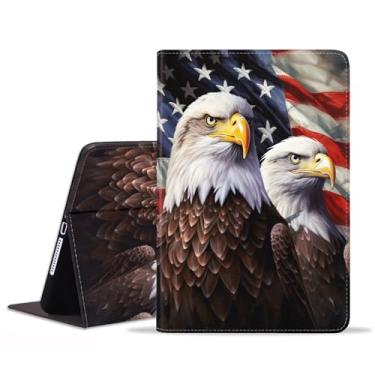 Imagem de BXIKEOPIU Capa para Samsung Galaxy Tab S9 FE 5G 10,9 polegadas/Galaxy Tab S9 11 polegadas 2023, capa fólio fina de couro PU com suporte para despertar automático, bandeira patriótica americana águia
