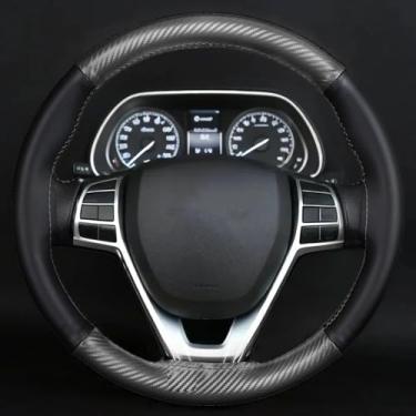 Imagem de Capa de volante elegante, fibra de carbono, microfibra, couro, volante, textura fosca, ajuste universal para carros, SUVs, caminhões e vans, interior de carro, prata