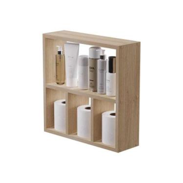 Imagem de Nicho Decorativo Organizador para Banheiro Carvalho 40cm Nancy - Merca