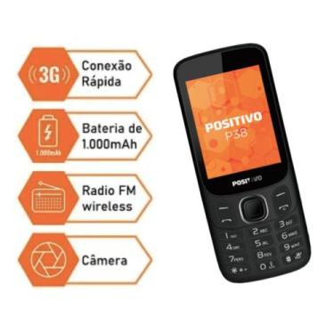 Imagem de Aparelho Celular Simples Idoso Letras Grandes Preto - Positivo