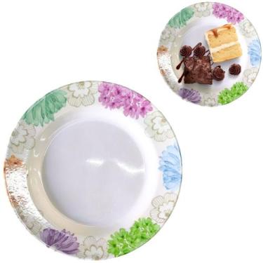 Imagem de Prato Raso Plástico P/ Sobremesa Buffet Restaurantes 25cm - New Goods,
