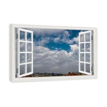 Imagem de PY3H69 Arte de parede em tela de janela aberta, impressão natural em tela. Lindo céu 30,5 cm, decoração de parede de paisagem de janela, decoração de casa moderna 70 x 105 cm-27,6 x 41,4 polegadas