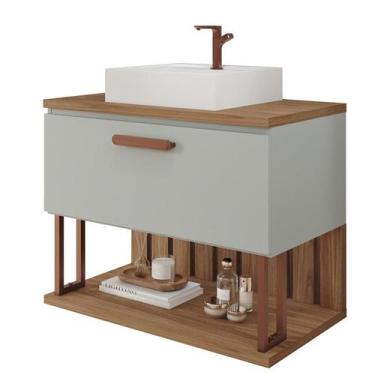 Imagem de Gabinete de Banheiro Duna com Cuba 60cm Pistache/Freijo - MGM