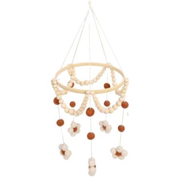 Imagem de Cama Móvel de Madeira de Madeira Feita Com Bolas de Feltro Cotton Flowers Daisy, Decoração de Viveiro Seguro para Recém -nascidos Tamanho Grande Ideal para Meninos Meninas