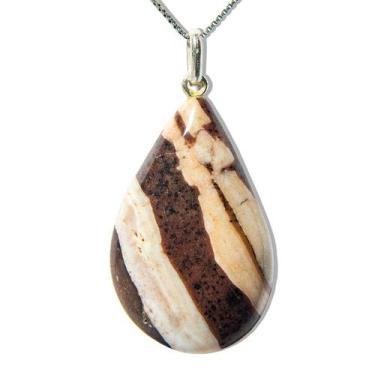 Imagem de Colar Gota Pedra Jaspe Brecha Castoação Pino Prata 950 - Varejo