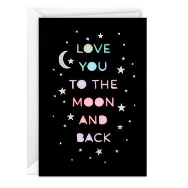 Imagem de Hallmark Cartão em branco assinado, para a lua e para trás (cartão de aniversário, cartão de aniversário, cartão de amor, cartão de dia mais doce, cartão de dia dos avós)