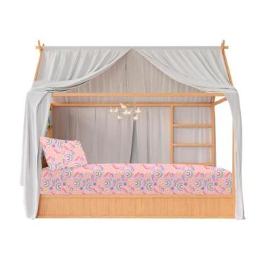 Imagem de Lençol Mini Cama Montessoriana 70x150 C/ Elástico + Fronha - Shopviews