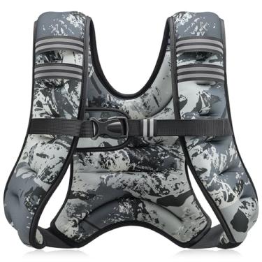 Imagem de ZELUS Colete pesado, 2,7 kg/3,6 kg/5,4 kg/7,3 kg/9,1 kg/11,3 kg/13,6 kg, colete de peso para homens e mulheres com bolso de armazenamento e tiras refletivas para treino, treinamento de força, corrida