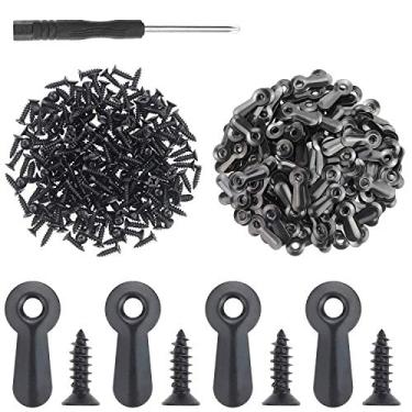 Imagem de Powlankou 200 peças de moldura com botão de virar e 200 peças de parafusos para pendurar imagens, preto