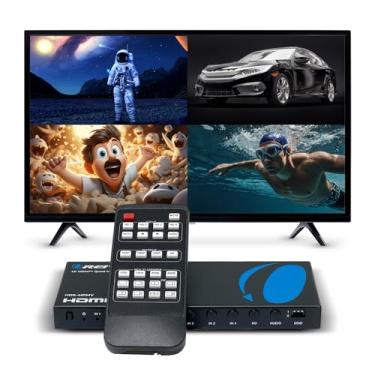 Imagem de OREI Quad Multi HDMI Viewer 4 em 1 saída HDMI Switcher 4 portas interruptor sem costura e controle remoto IR suporta 4K @ 30Hz 1080P para PS4/PC/DVD/câmera de segurança, saída VGA - HDS-401MV