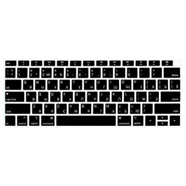 Imagem de WYGCH Capa de teclado de idioma estrangeiro compatível com MacBook Air 2018 [13,3 polegadas A1932 com tela de retina e Touch ID] Protetor de silicone macio, versão dos EUA, Russian