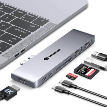 Imagem de VIENON Adaptador USB C Hub para MacBook, estação de ancoragem 7 em 2 com HDMI 4K, Thunderbolt 3 de 40 Gbps, portas de dados USB-A e C de 5 Gbps, leitor de cartão SD/TF compatível com MacBook Pro Air