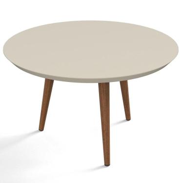 Imagem de Mesa De Centro Redonda Pés Madeira Luna 670 Off White
